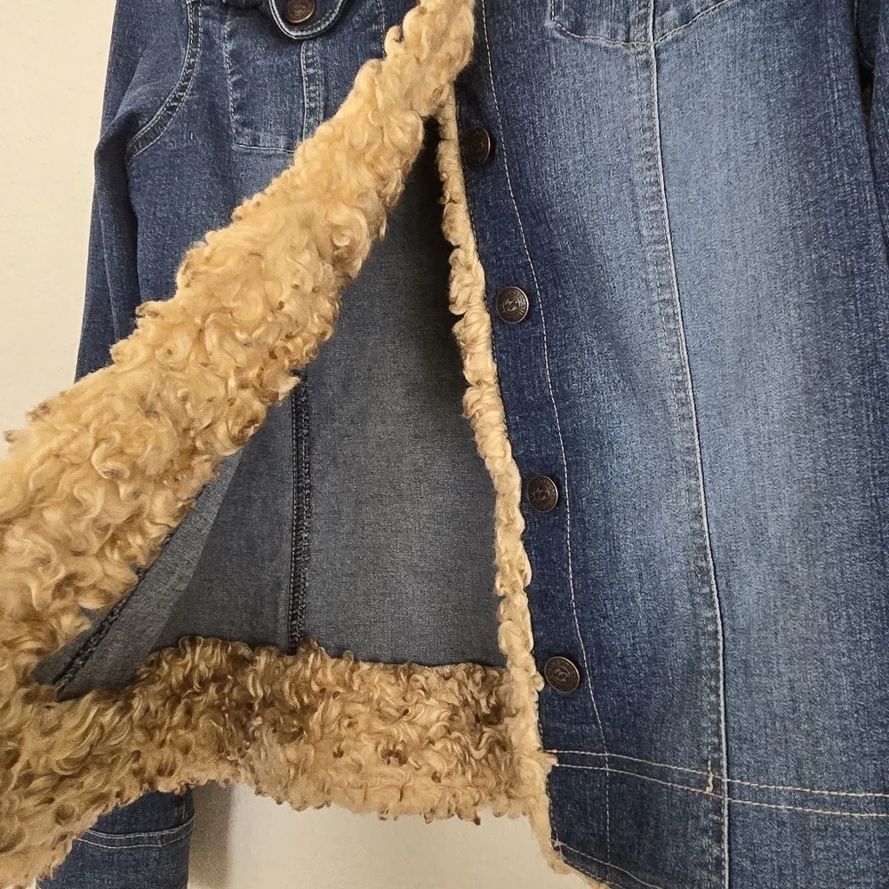 Billabong Vintage Y2K Faux Fur Denim Jacket Small - Picture 6 of 9
